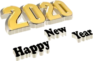 Golden2020 Happy New Year PNG image