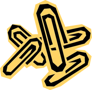 Golden3 D Paperclips Graphic PNG image