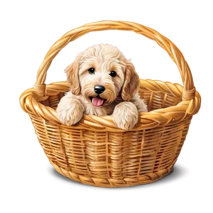 Goldendoodle In Basket PNG Iuv53 PNG