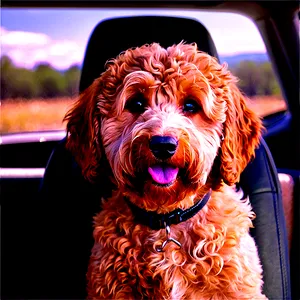 Goldendoodle In Car PNG 06262024