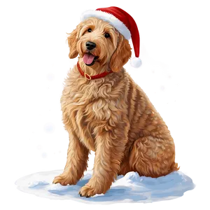 Goldendoodle In Snow PNG Qbg