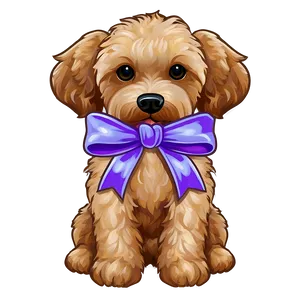 Goldendoodle With Bow PNG 10