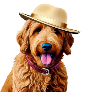 Goldendoodle With Hat PNG 06262024 PNG