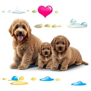 Goldendoodle With Puppies PNG 06262024