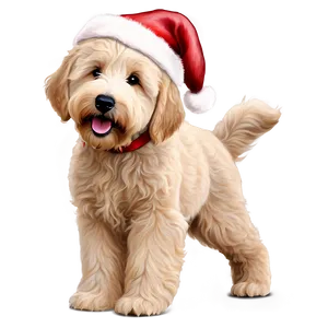 Goldendoodle With Santa Hat Png Tgx PNG image