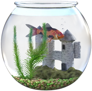 Goldfishin Bowlwith Castle Decoration