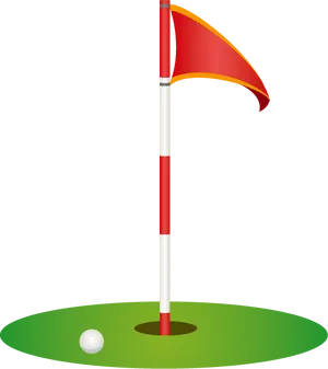 Golf Ball Near Hole With Flag PNG image