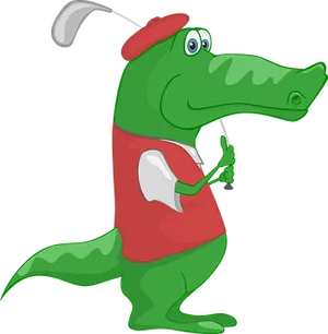 Golfing Crocodile Cartoon