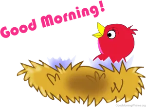 Good Morning Chick Greeting PNG image