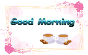 Good Morning Greetingwith Coffeeand Cookies PNG image