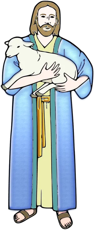 Good Shepherd Jesus Holding Lamb PNG image