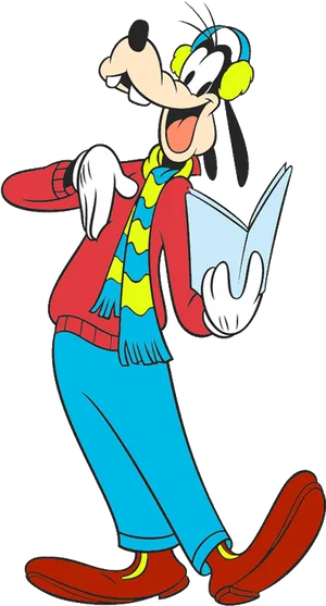 Goofy Character Laughing With Book.png PNG image