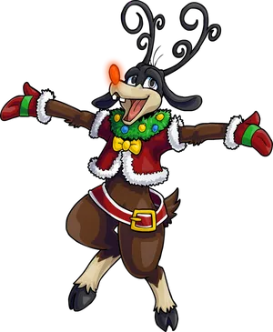 Goofy Reindeer Holiday Celebration PNG image