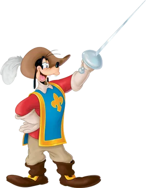 Goofyas Musketeerwith Sword PNG image