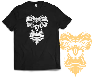 Gorilla Face T Shirt Design PNG image
