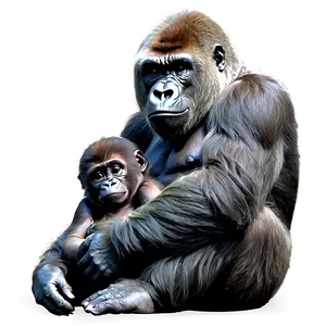 Gorilla Family Illustration Png 05212024 PNG image