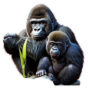 Gorilla Family Illustration Png Owx27 PNG image