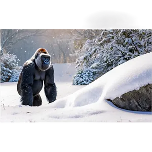 Gorilla In Snow Scene Png Ixc PNG image