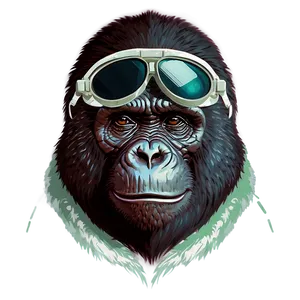 Gorilla With Aviator Glasses PNG 06282024
