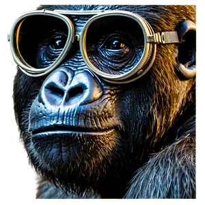 Gorilla With Aviator Glasses PNG Ucn96