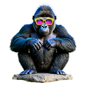 Gorilla With Colorful Glasses PNG Dgk45