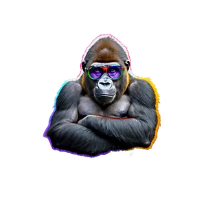 Gorilla With Colorful Glasses PNG Fdp16 PNG