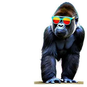 Gorilla With Colorful Glasses PNG Yjl59