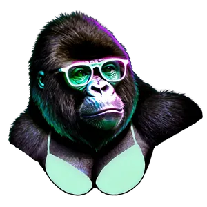 Gorilla With Designer Glasses PNG Yhq19