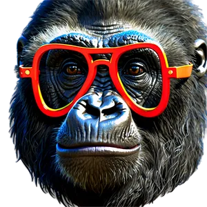 Gorilla With Trendy Glasses Png Fyc PNG image