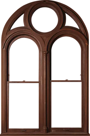 Gothic Arch Wooden Window PNG