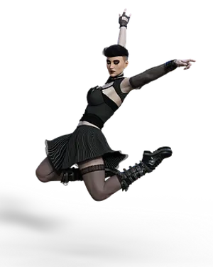 Gothic Dancerin Midair Leap
