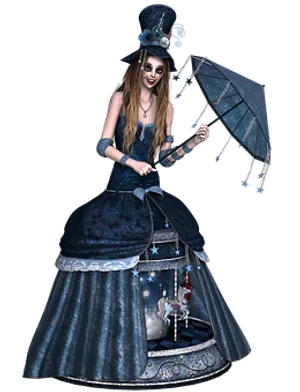 Gothic Fantasy Girlwith Umbrella
