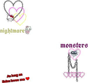 Gothic Hello Kitty Themed Graphic PNG image