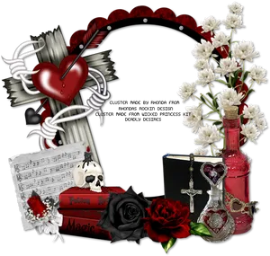 Gothic Love Frame Elements PNG image