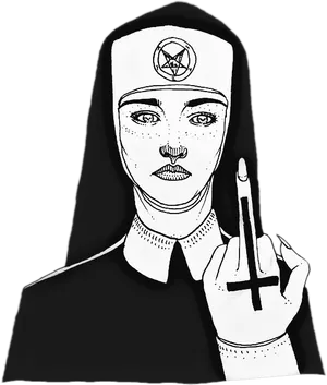 Gothic Nun Gesture Artwork PNG image