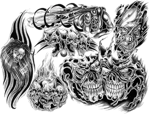 Gothic Skull Tattoo Design PNG image