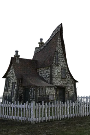 Gothic Style Stone House Night