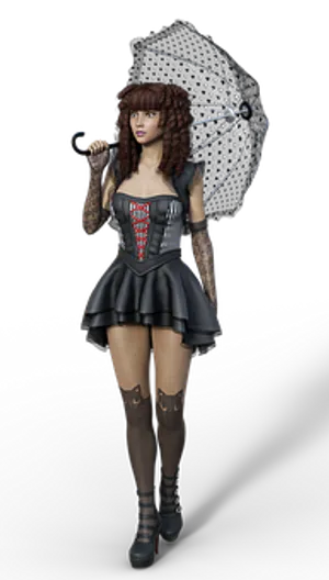 Gothic Style Womanwith Umbrella