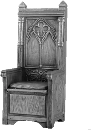 Gothic Style Wooden Throne Chair PNG image