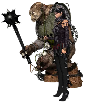 Gothic Warrior And Troll Fantasy Art