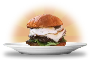 Gourmet Burger Sunrise Background PNG image