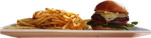 Gourmet Burgerand Seasoned Fries PNG image