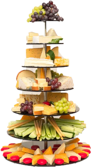 Gourmet Cheese Fruit Tower PNG image