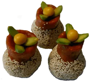 Gourmet Sushi Cone Presentation PNG image