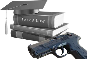 Graduation Cap Texas Law Booksand Gun PNG image