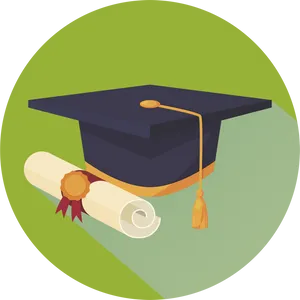 Graduation Capand Diploma Icon PNG image