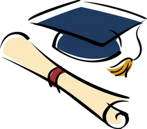 Graduation Capand Diploma Illustration PNG image