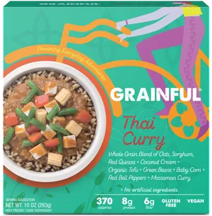 Grainful Thai Curry Frozen Meal Packaging PNG image