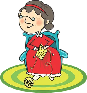 Grandma Knitting Cartoon