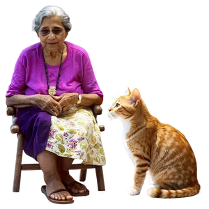 Grandmother With Cat Png 12 PNG image